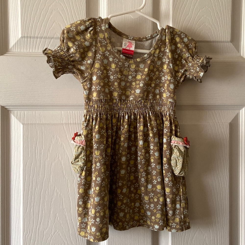 MATILDA JANE Serendipity OLIVE GREEN Tulip Print DRESS ~ Size 12 Months